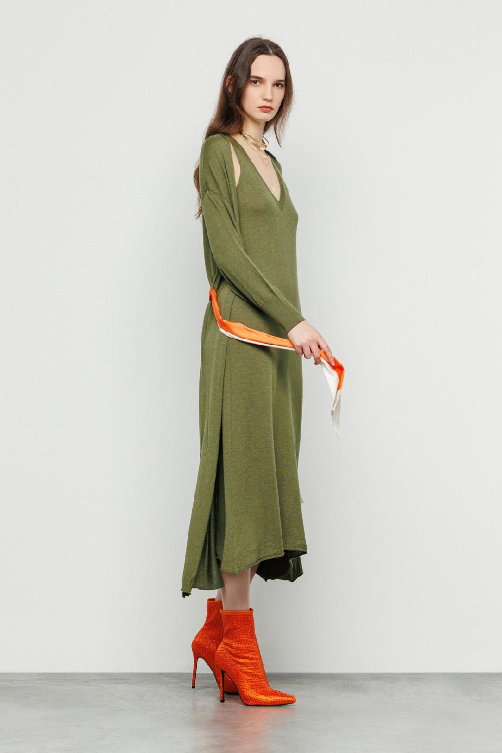 Akep CARDIGAN MIDI CON FOULARD IN VITA Grandi sconti