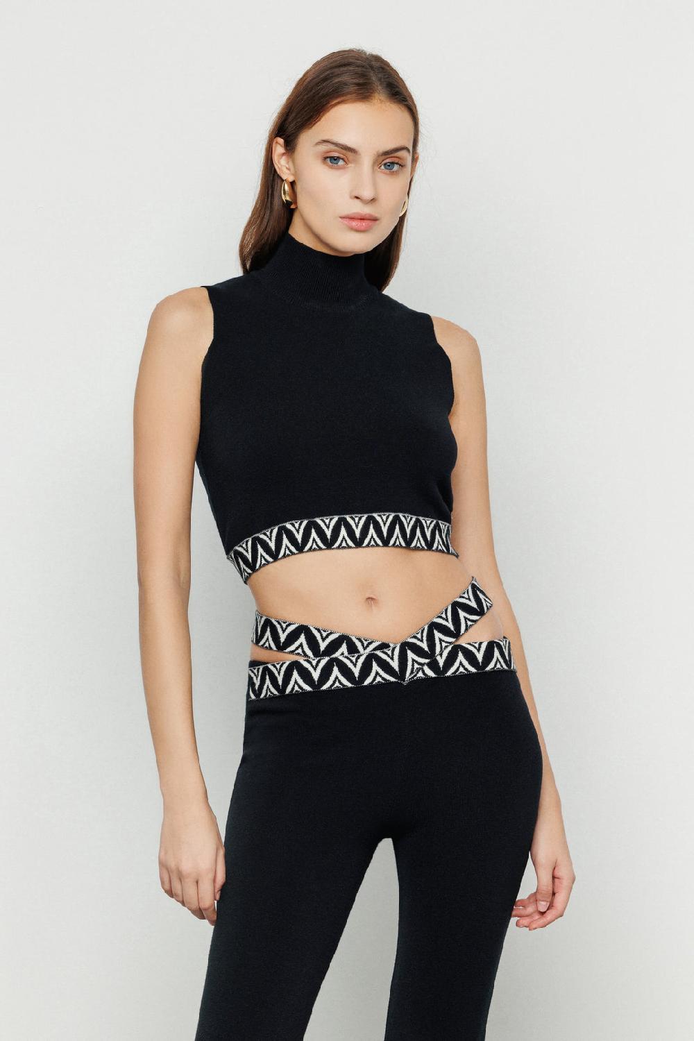 Akep CROP TOP CON ORLO SUL FONDO IN JACQUARD Economico