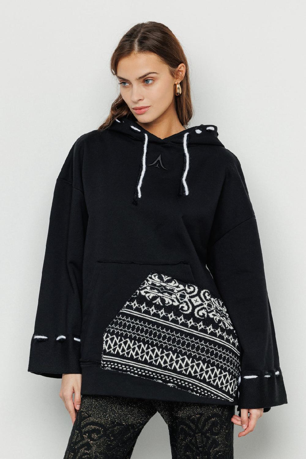 Akep FELPA AKEP CON CAPPUCCIO CON TASCA IN MAGLIA JACQUARD SUL DAVANTI Hotsell