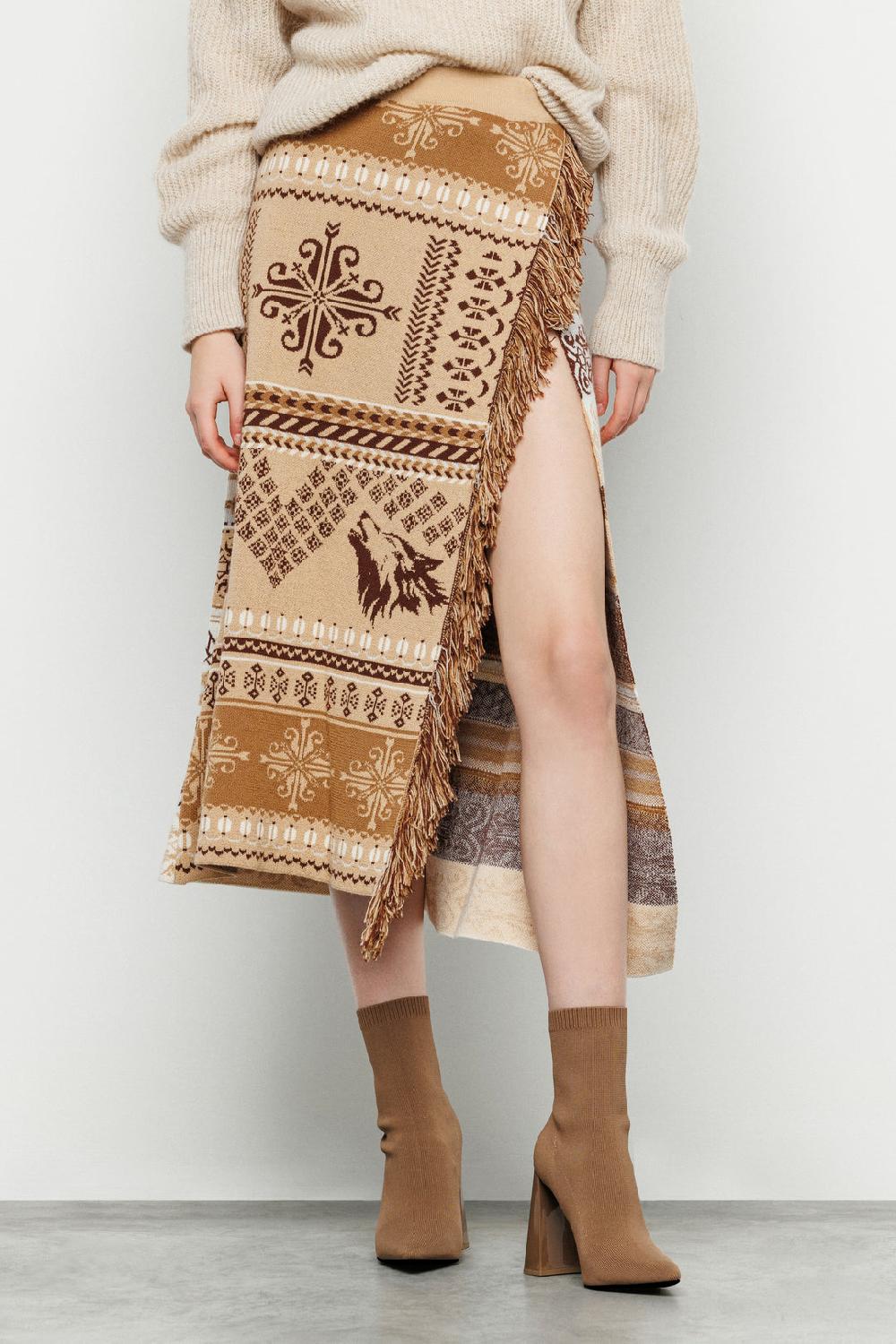 Akep GONNA LUNGA AKEP A PORTAFOGLIO IN LANA MERINOS JACQUARD Italia