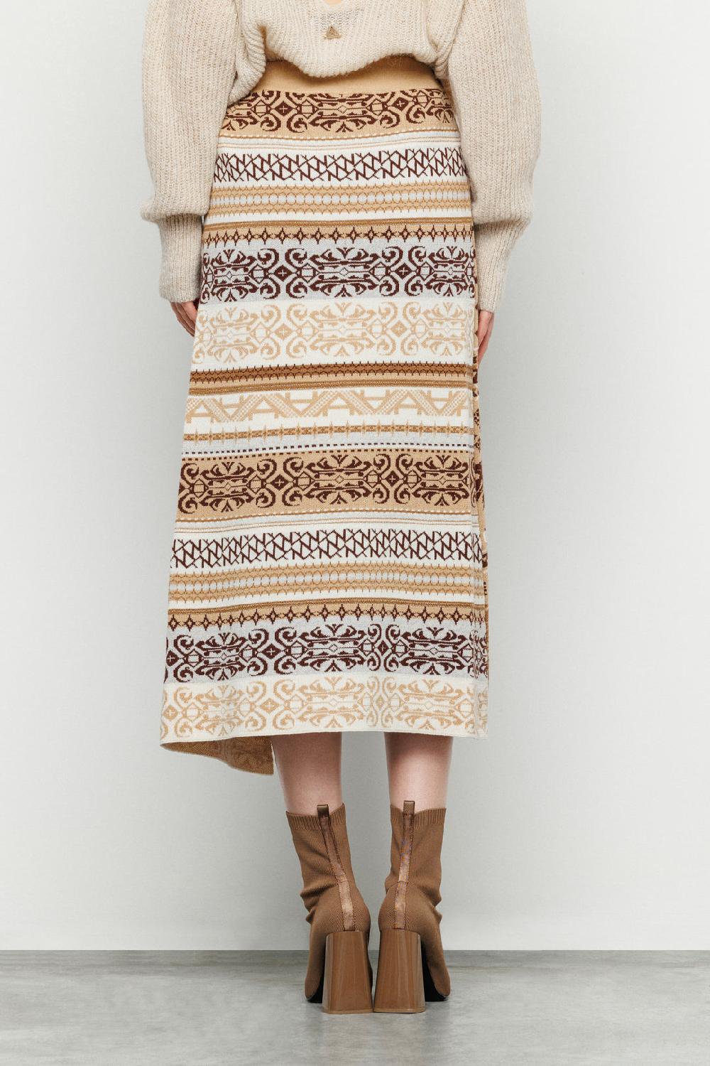 Akep GONNA LUNGA AKEP A PORTAFOGLIO IN LANA MERINOS JACQUARD Italia