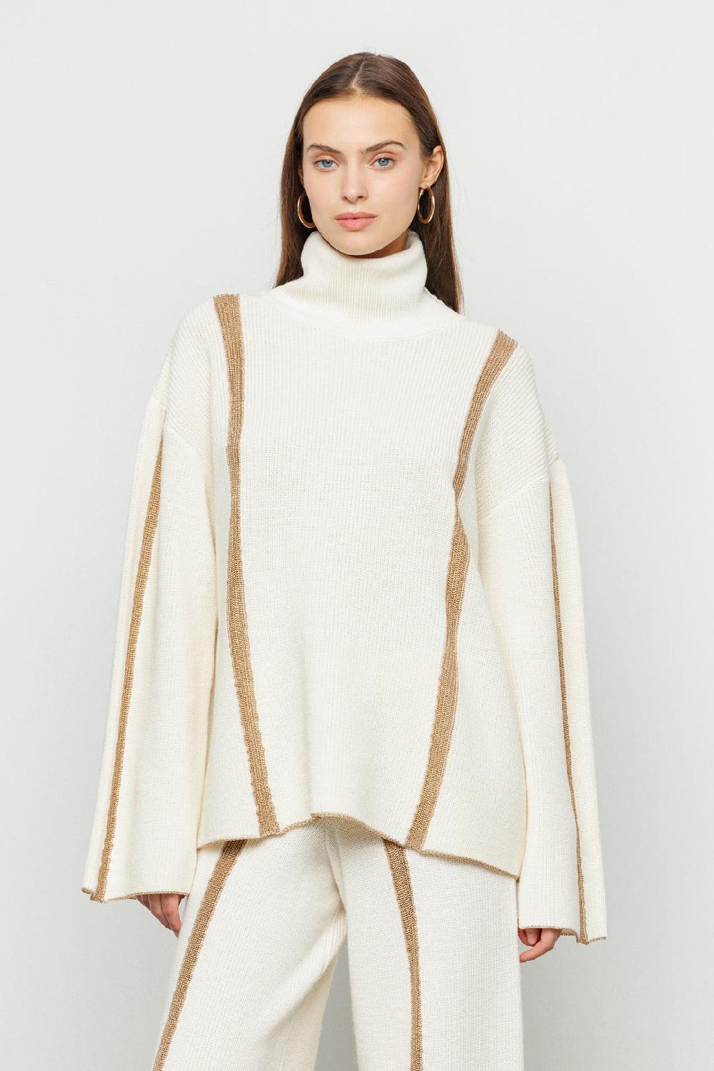 Akep PULLOVER AKEP A COSTE CON INTARSIO IN LUREX Fino Al -60%