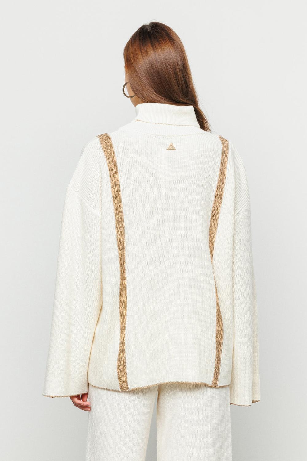 Akep PULLOVER AKEP A COSTE CON INTARSIO IN LUREX Fino Al -60%