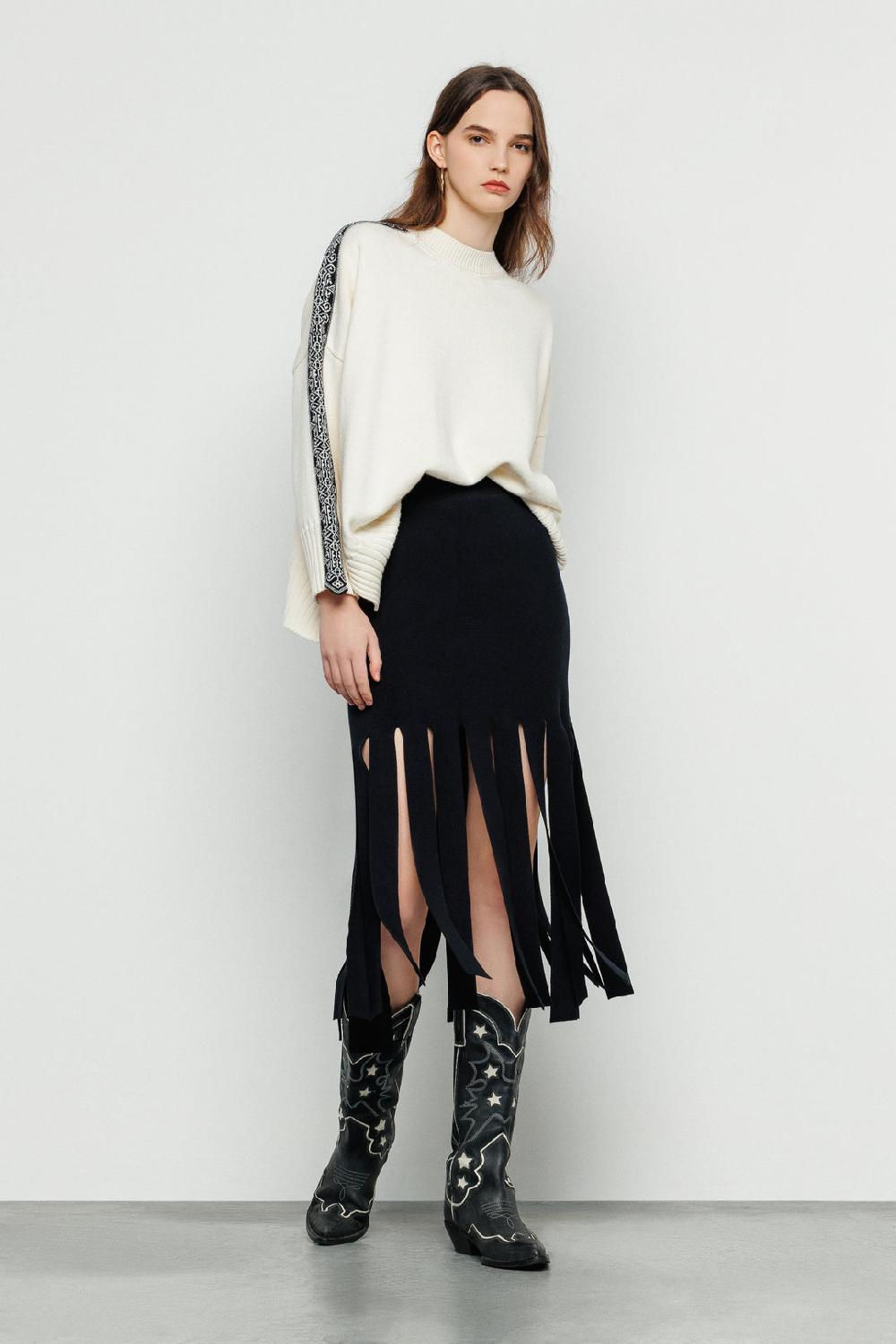 Akep PULLOVER AKEP GIROCOLLO CON BANDA JACQUARD LUNGO LE MANICHE
