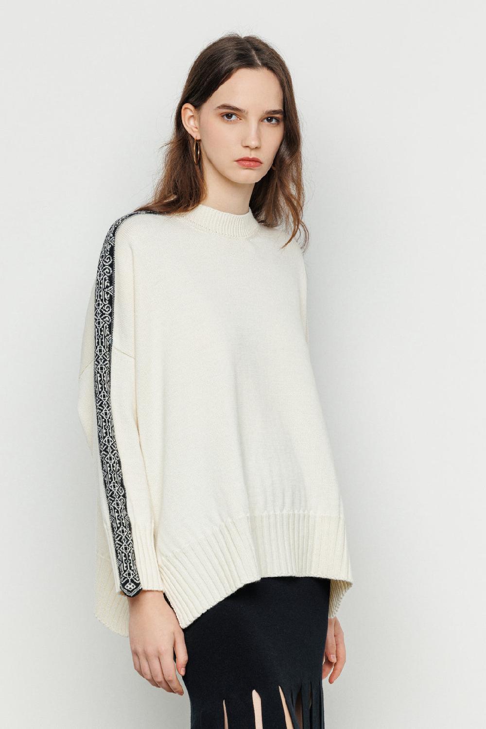 Akep PULLOVER AKEP GIROCOLLO CON BANDA JACQUARD LUNGO LE MANICHE Prezzo Ridotto