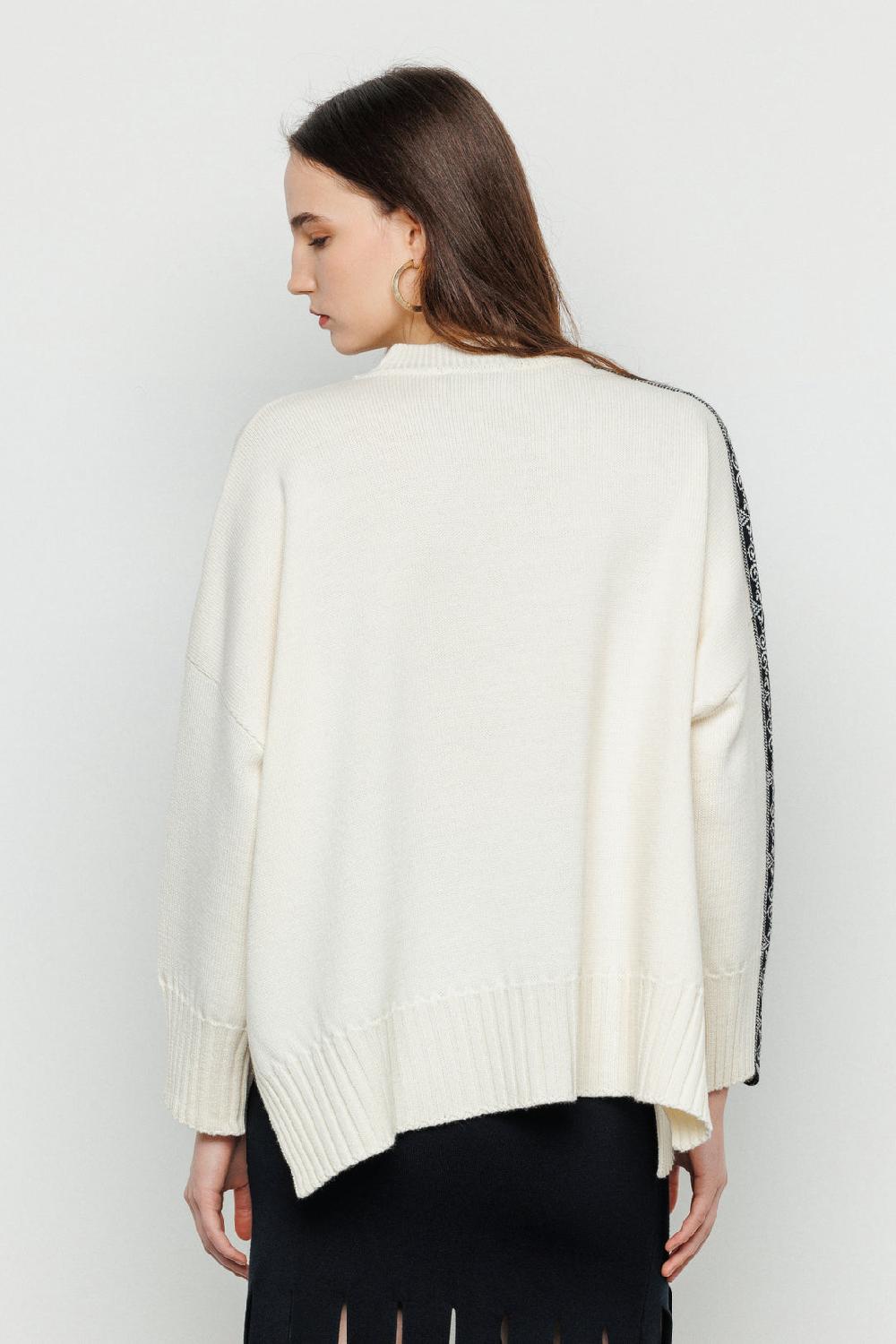 Akep PULLOVER AKEP GIROCOLLO CON BANDA JACQUARD LUNGO LE MANICHE Prezzo Ridotto