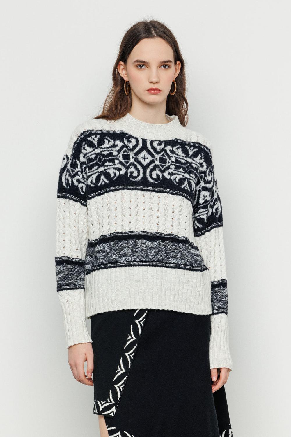 Akep PULLOVER AKEP GIROCOLLO INTRECCIATO CON INSERTI JACQUARD Convenienza