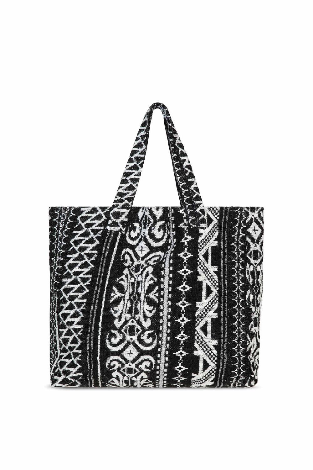 Akep SHOPPING BAG AKEP MISTO LANA JACQUARD BLACK&WHITE Qualità