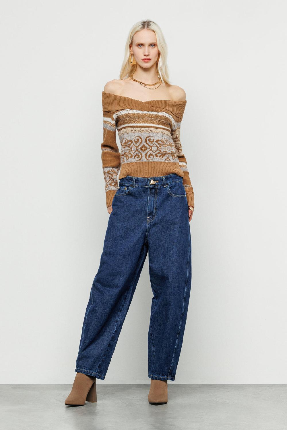 Akep MAGLIA AKEP CON SCOLLO BARDOT IN TESSUTO JACQUARD Saldi