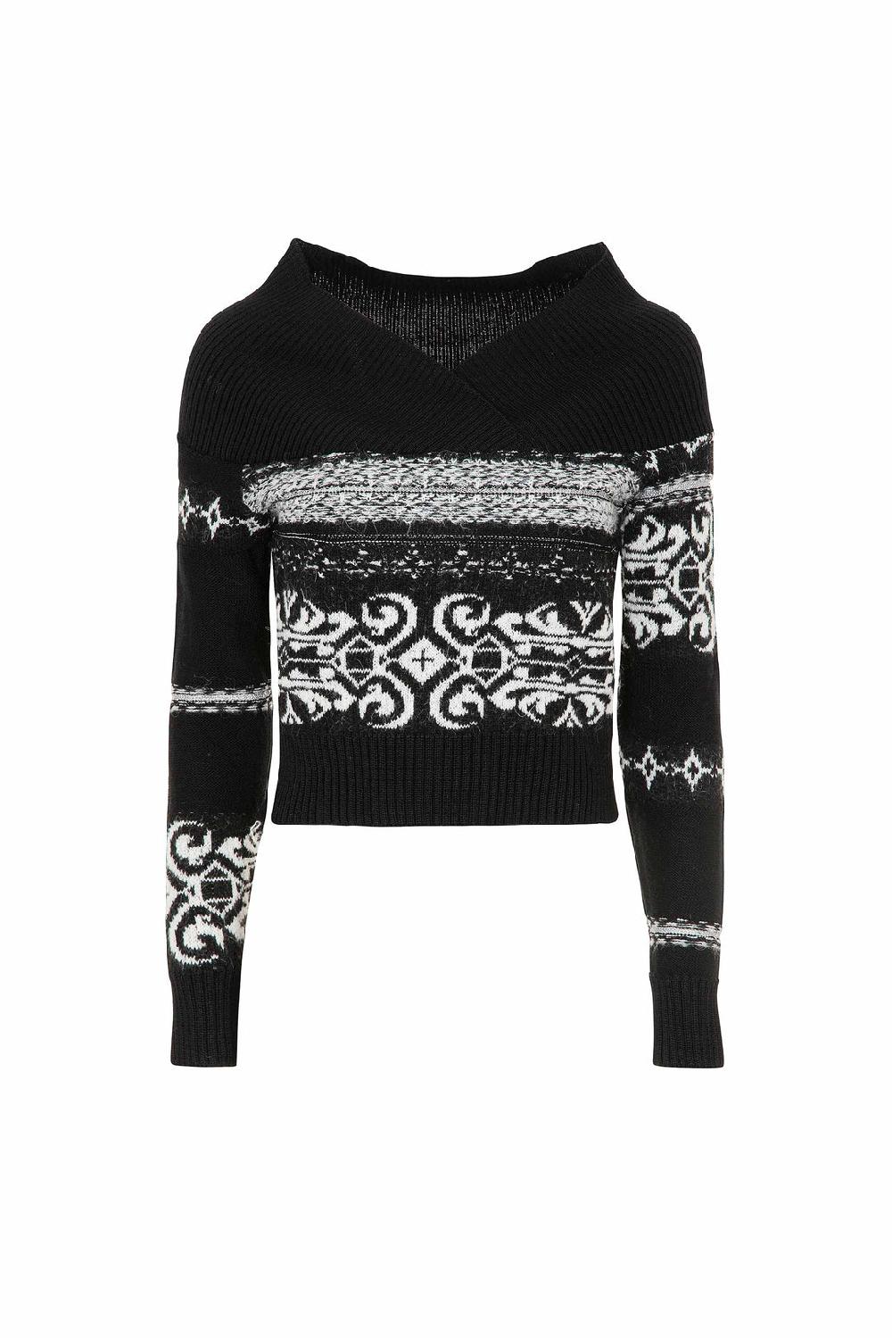 Akep MAGLIA AKEP CON SCOLLO BARDOT IN TESSUTO JACQUARD Saldi
