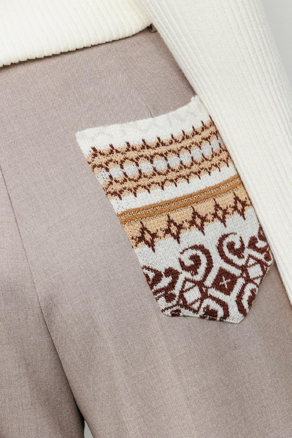 Akep PANTALONE BOOTCUT IN FRESCO LANA CON TASCA JACQUARD SUL RETRO Convenienza