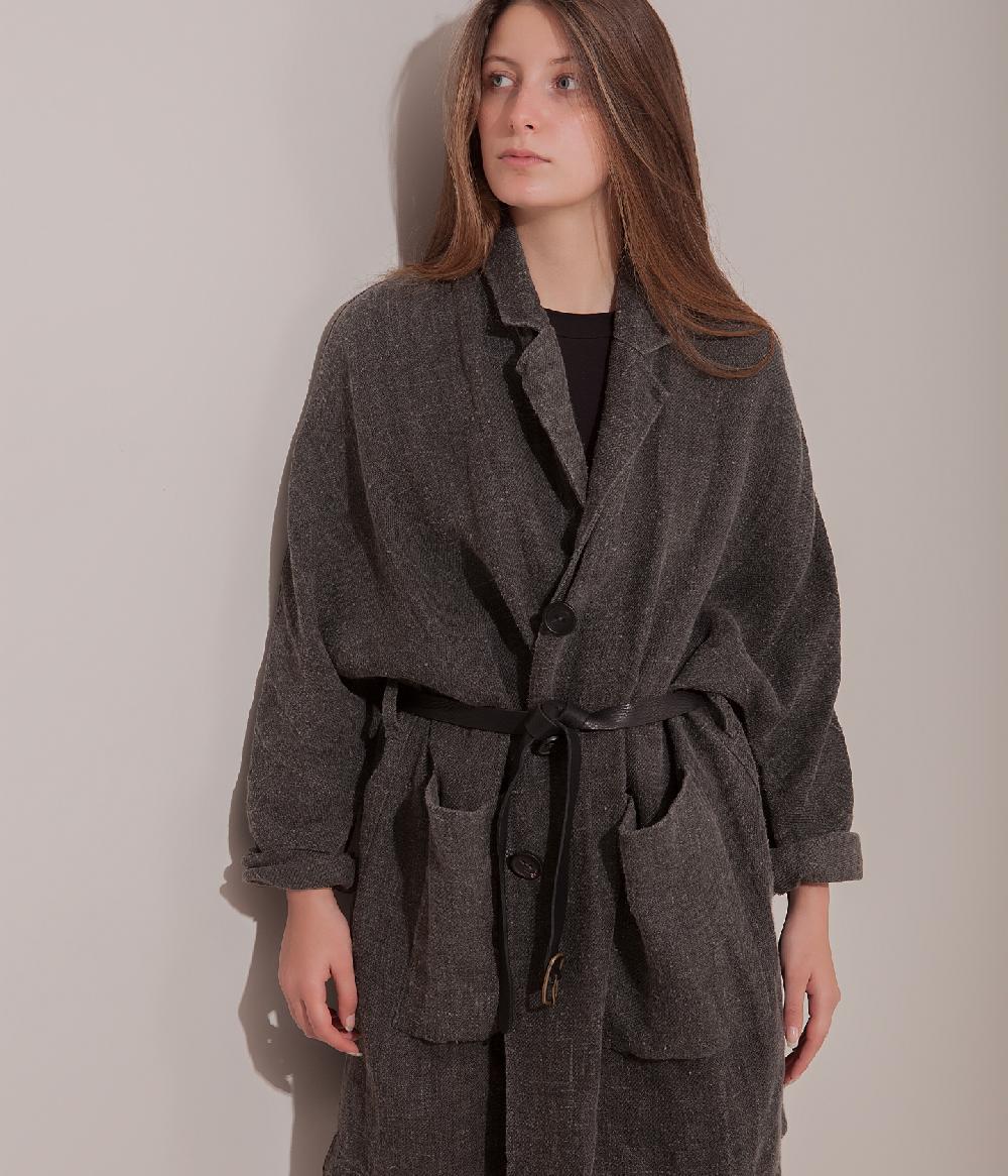 Album Di Famiglia art. 17S#4588 LINEN COAT + BELT Spedizione Gratuita