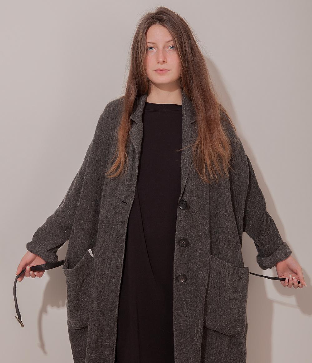 Album Di Famiglia art. 17S#4588 LINEN COAT + BELT Spedizione Gratuita