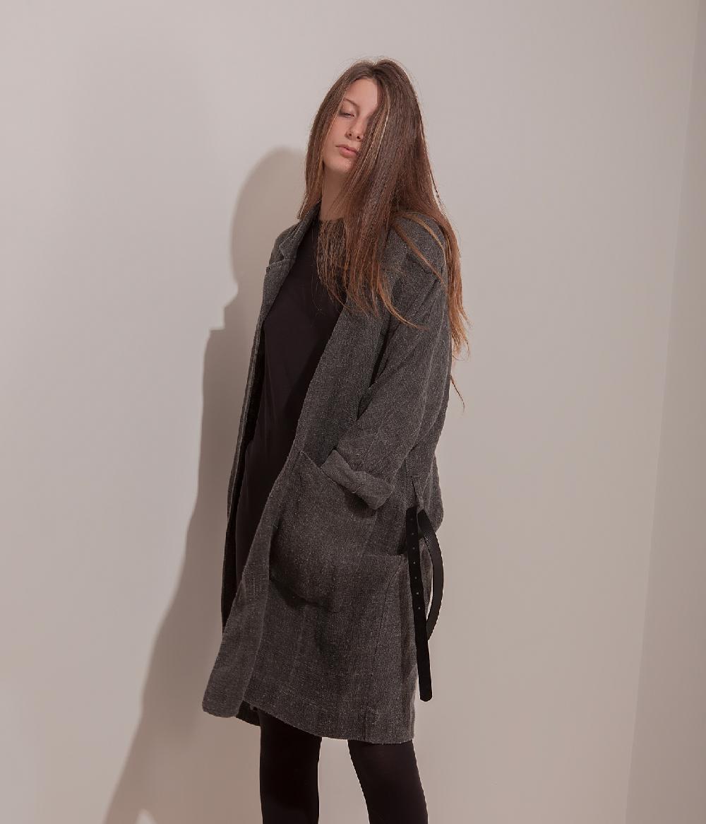 Album Di Famiglia art. 17S#4588 LINEN COAT + BELT Spedizione Gratuita
