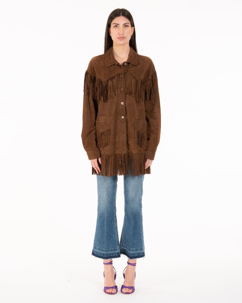Alessandra chamonix PAIGE COGNAC / GIACCA CON FRANGE Spedizione Gratuita
