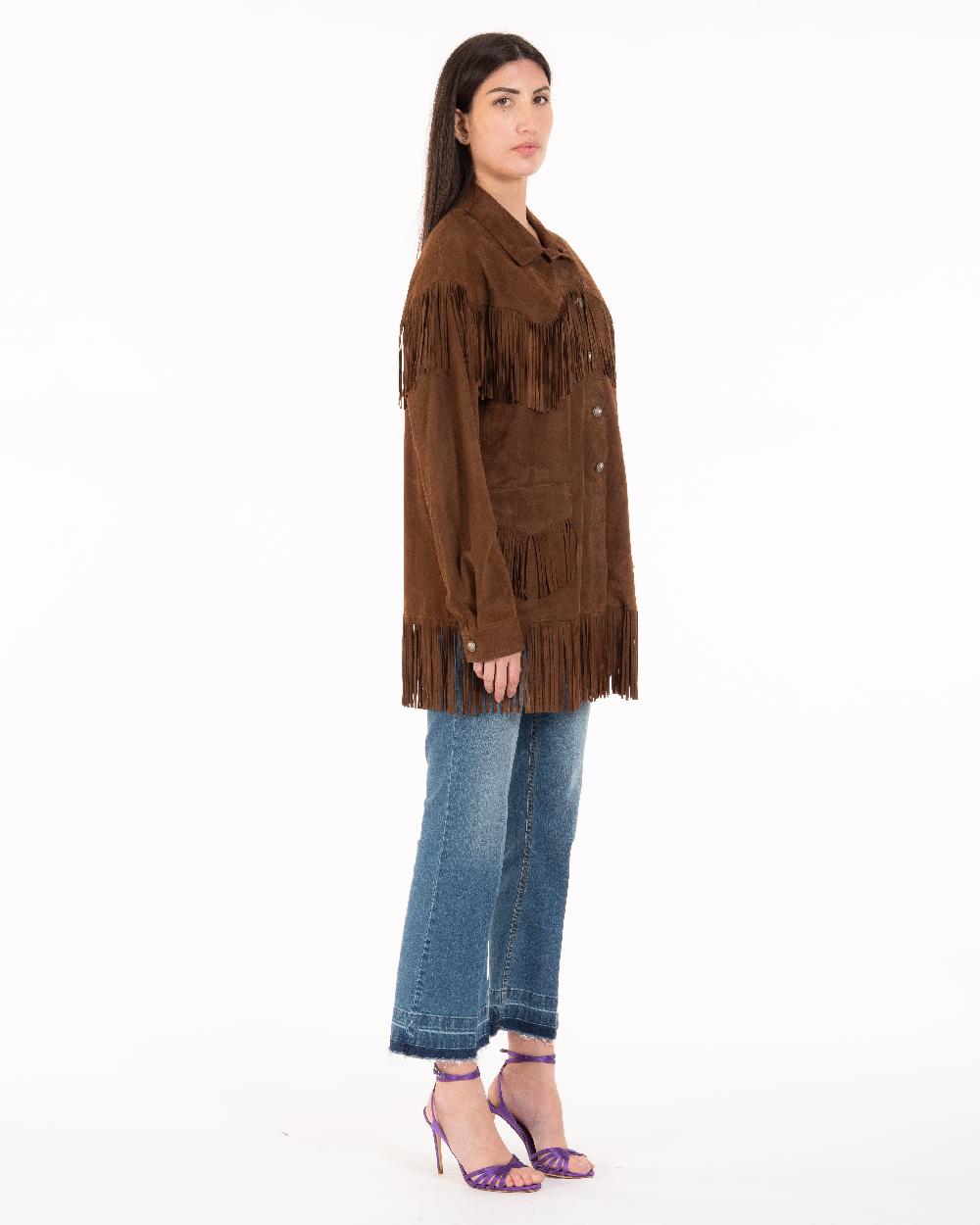 Alessandra chamonix PAIGE COGNAC / GIACCA CON FRANGE Spedizione Gratuita